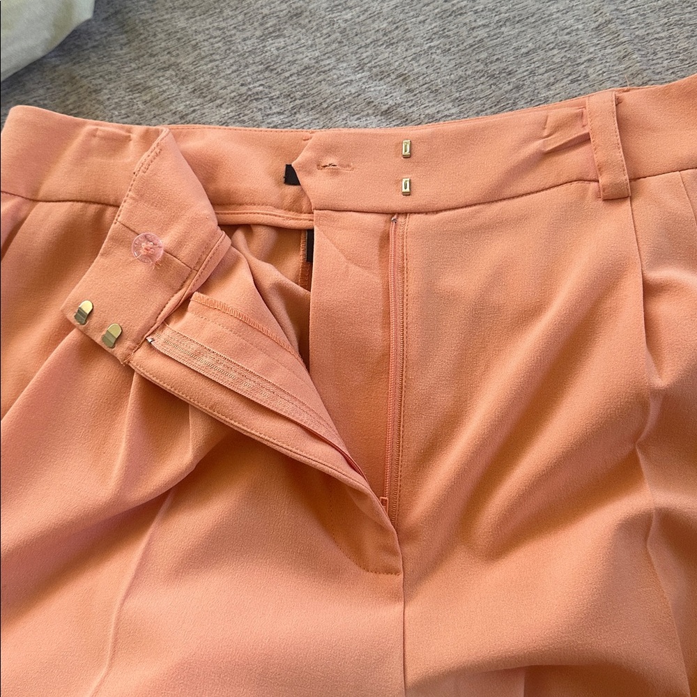 Halogen || Soft Peach Cropped Wide-Leg Pants - Picture 2 of 4